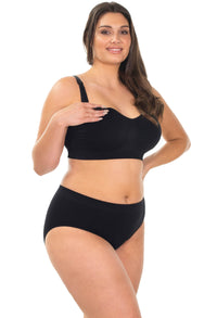 バンブー ノンワイヤー 授乳ブラ + ハイカットショーツ セット - ブラック
