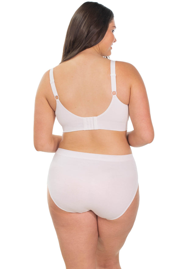 バンブー ノンワイヤー 授乳ブラ + ハイカットショーツ セット - ホワイト