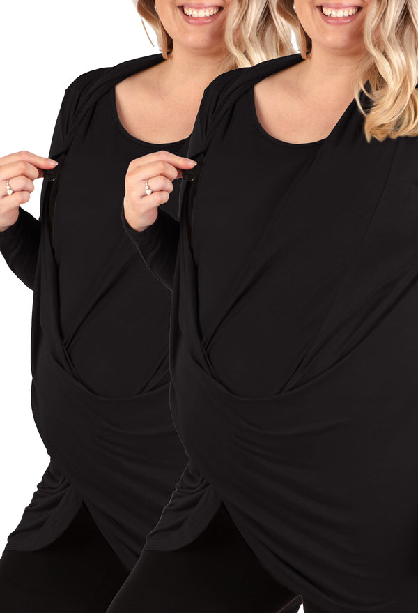 Maternity & Nursing Bamboo Soft Drape Top - 2 Pack