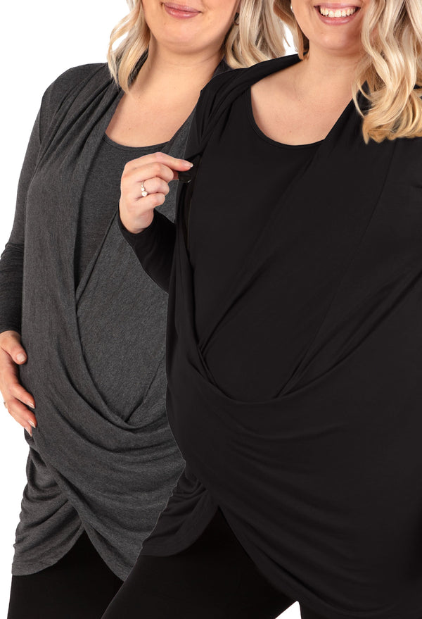 Maternity & Nursing Bamboo Soft Drape Top - 2 Pack