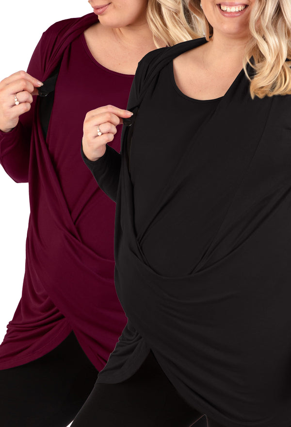 Maternity & Nursing Bamboo Soft Drape Top - 2 Pack