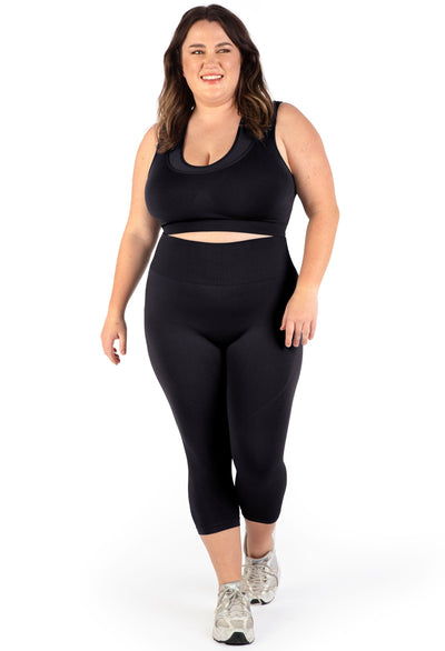 Plus Size Seamless High Waist 3/4 Capri Leggings