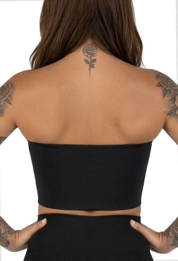 High compression chest binder designed for a flat chest appearance with breathable all-day comfort support