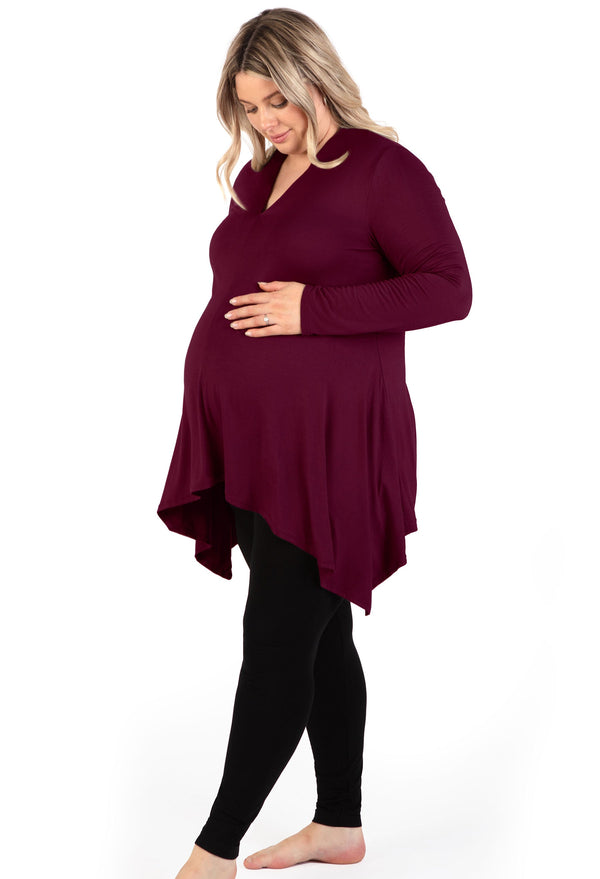 Maternity Bamboo V Neck Tunic Top