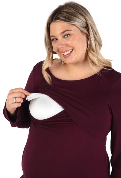 バンブー 長袖 授乳ワンピース - 2枚セット